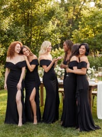 Lenara — robe longue sirène décolleté croisé drapé pan asymétrique
