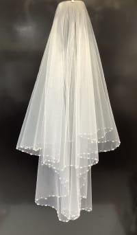 Voile VL6615 - tulle et bordure perlée 1.5 mètres