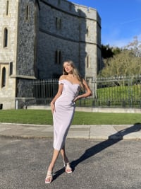 Ophélie — robe courte droite bustier asymétrique plissés