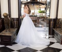 Ronald — robe de mariée longue bustier tulle dentelle paillettes traine