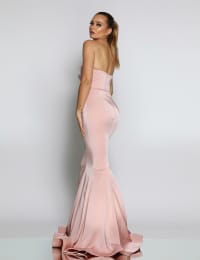 Constance — robe longue forme sirène bustier pointes satinée