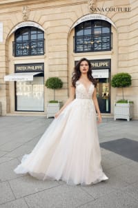 Flora — robe longue tulle dentelle perles sequins fleur relief