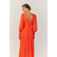 Malia — robe longue fluide mousseline manches longues