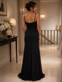 Mira — robe fluide mousseline bustier strass bretelles fines