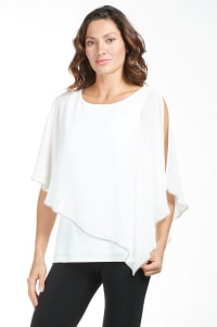 Top Donatienne boléro fluide mousseline bordé de strass argent