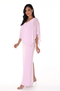 Frédérique — robe longue droite cape boléro asymétrique strass