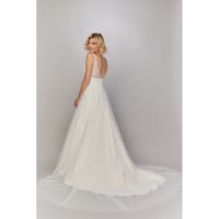 Laurine robe longue bustier dentelle tulle perlé dos nu traine
