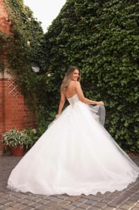 Ellie — robe longue bustier dentelle laçage dos jupe tulle volants