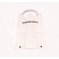 Chemise col cassé ivoire tailor fit poignet mousquetaire