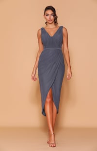 Naïs robe longueur 3/4 mesh souple décolleté V plissés jupe cache cœur