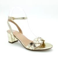 Marion — sandale talon bas 4cm doré irisé