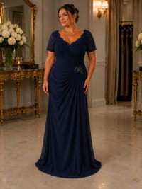 Callie — robe longue dentelle et strass jupe mousseline