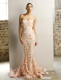  Olana - Robe longue sirène à broderies florales 3D