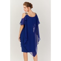 Ivy — robe cocktail courte droite voile mousseline strass