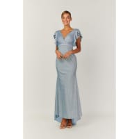 Ashley — robe longue droite décolleté V croisé manches papillon