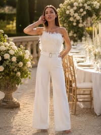Esther — combinaison bustier plumes ceinture amovible