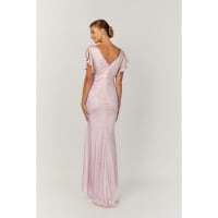 Ashley — robe longue droite décolleté V croisé manches papillon