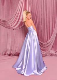 Louana — robe longue bustier drapé satin fendue