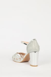 Helena — sandale talon carré argentée paillettes talon 8 cm plateforme 1 cm