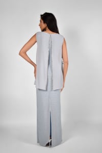 Sophia — robe longue droite cape mousseline strass