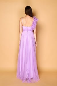 Liliana — robe longue tulle pailleté buste croisé ceinture