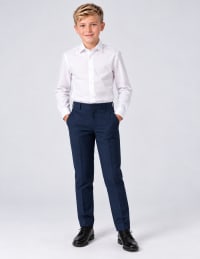 Pantalon Kenzi noir slim ceinture bouton bleu marine