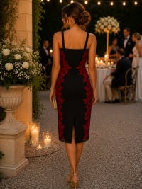 Désirée — robe cocktail fourreau décolleté emmanchure américaine dentelle