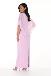 Frédérique — robe longue droite cape boléro asymétrique strass