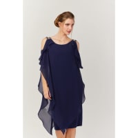Ivy — robe cocktail courte droite voile mousseline strass