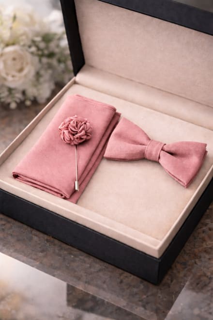 Noeud + pochette + broche