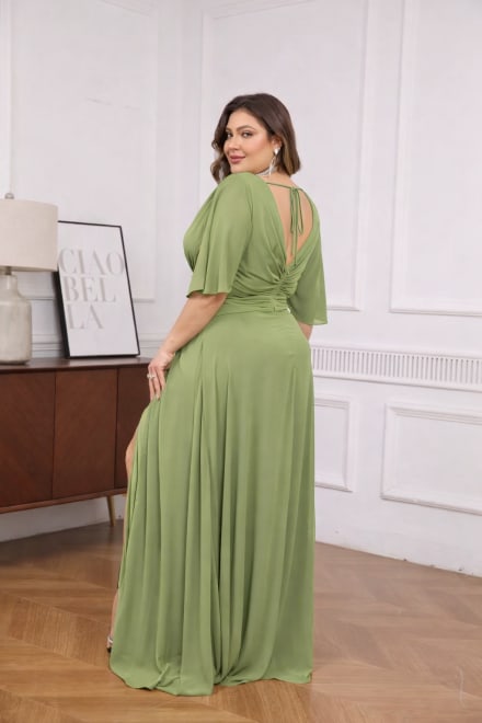 Florana — robe longue fluide décolleté V manches papillon
