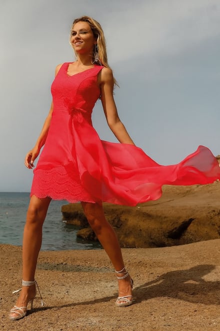 Fanny — robe cocktail dentelle coupe droite décolleté V et dos