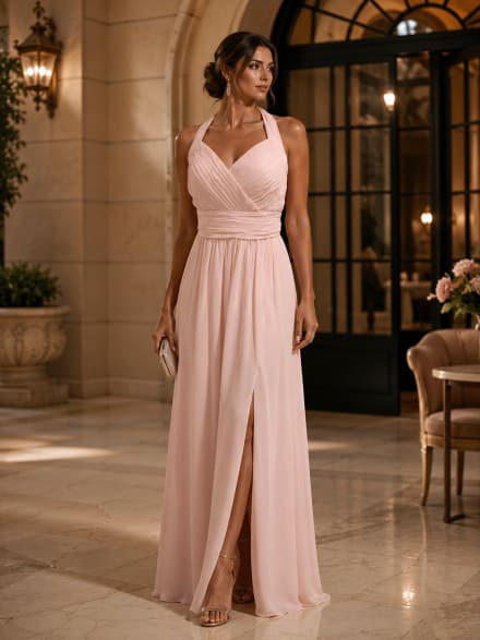 Margot — robe longue bustier mousseline drapée avec fente