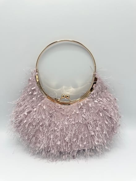 Pochette 4574 rigide armature métallique dorée anse ronde
