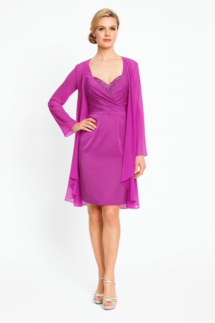 Laelia — ensemble robe satin décolleté cœur pierres manteau mousseline