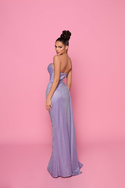Stella — robe bustier forme fourreau drapé scintillante