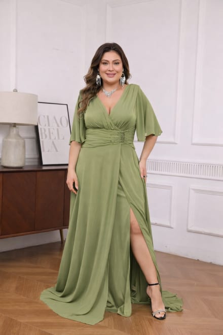 Florana — robe longue fluide décolleté V manches papillon
