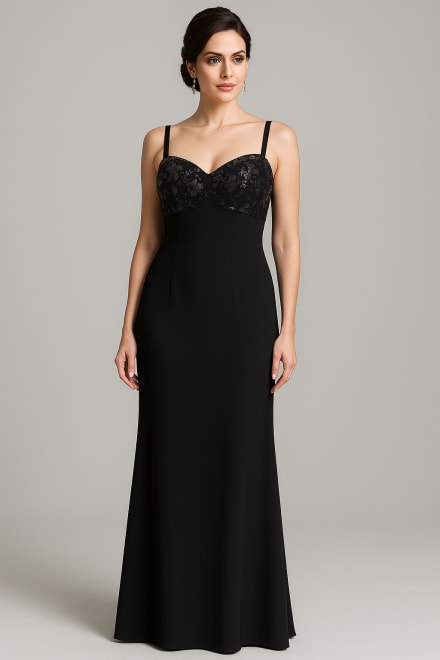 Simra — robe droite décolleté V sequins poitrine