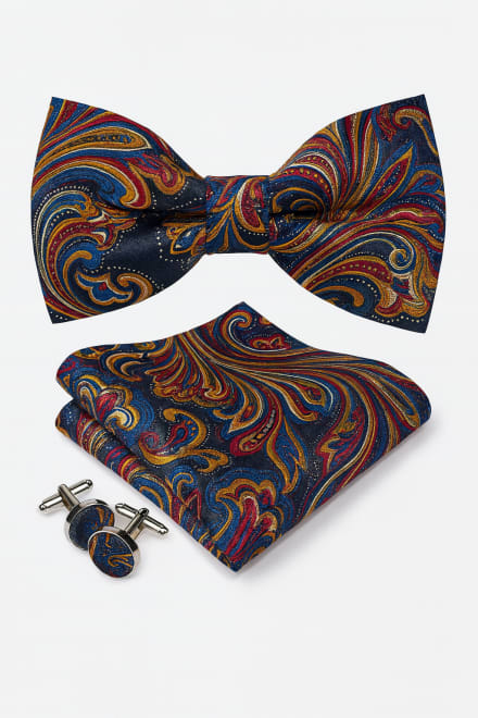Noeud + pochette + boutons manchette