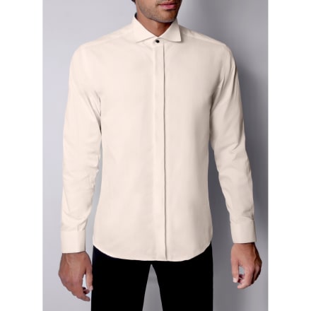 Chemise col cassé ivoire tailor fit poignet mousquetaire