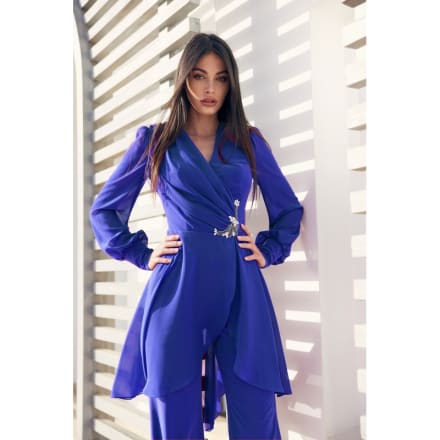Yara — combinaison pantalon top cache cœur manches ballon perles taille