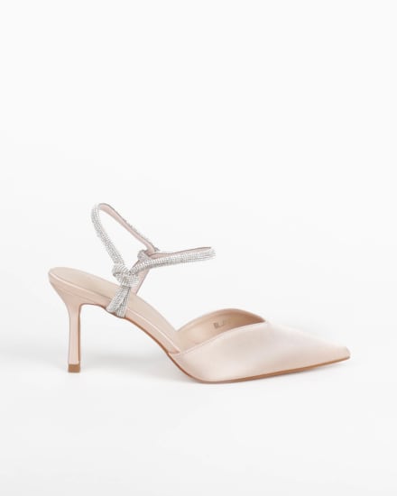 Clémia — escarpins ouverts rose poudré bride bijou talon fin 6 cm