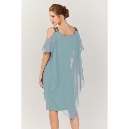 Ivy — robe cocktail courte droite voile mousseline strass