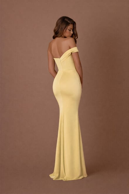 Inaya — robe longue fourreau bustier bretelle asymétrique drapée