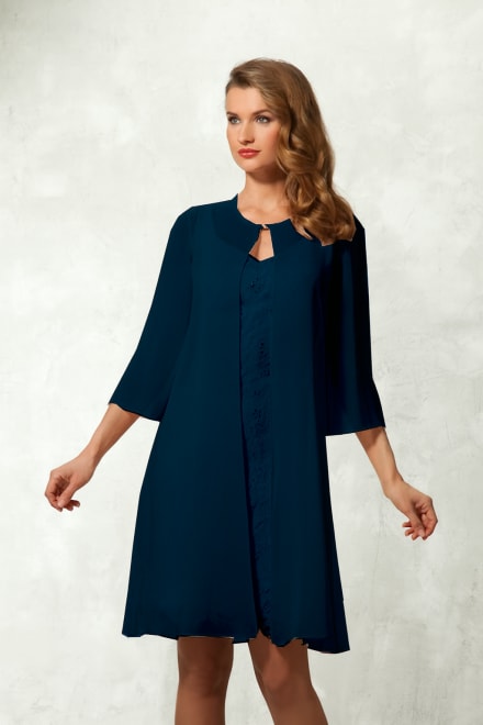 Souane — robe courte dentelle strass manteau mousseline