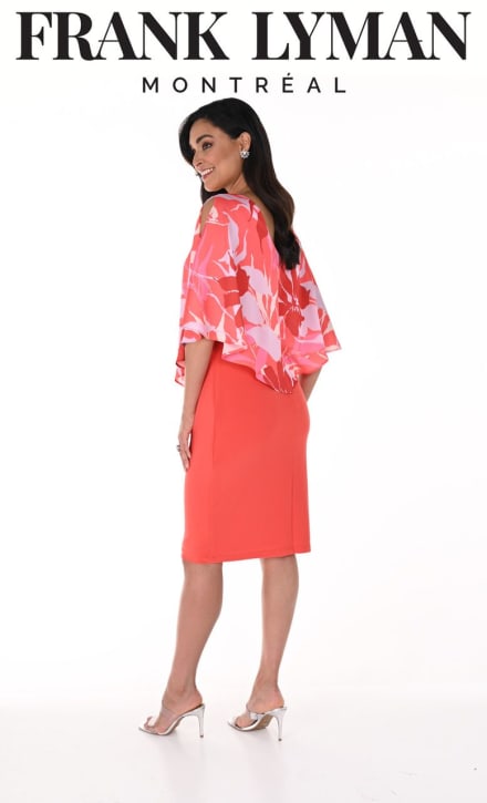 Lia — robe courte droite top mousseline imprimée décolleté V boléro cape