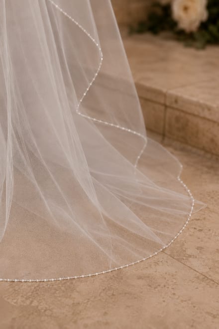 Voile VL6630 - long 3 mètres avec bordure perlée