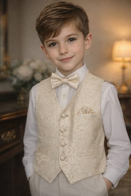Gilet enfant beige fleuri