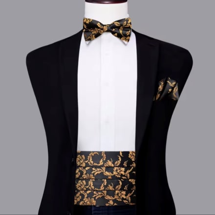 Ensemble ceinture de smoking + nœud papillon + pochette fantaisie