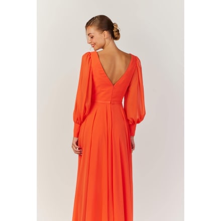 Malia — robe longue fluide mousseline manches longues